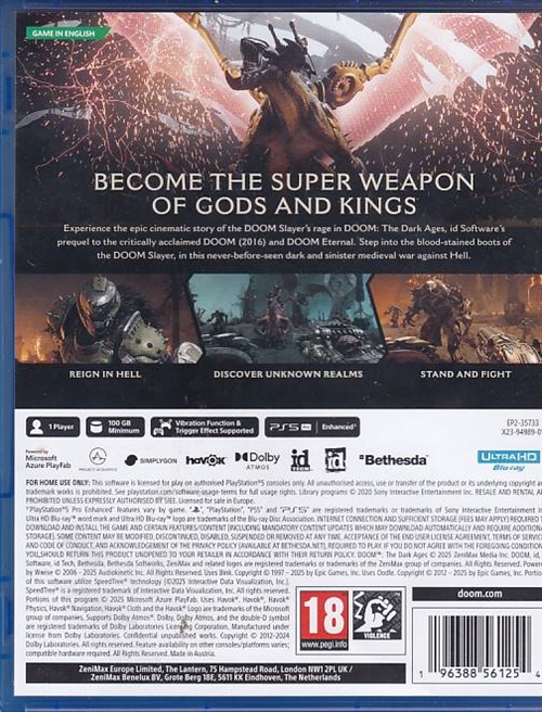 Doom The Dark Ages - PS5 (A Grade) (Genbrug)
